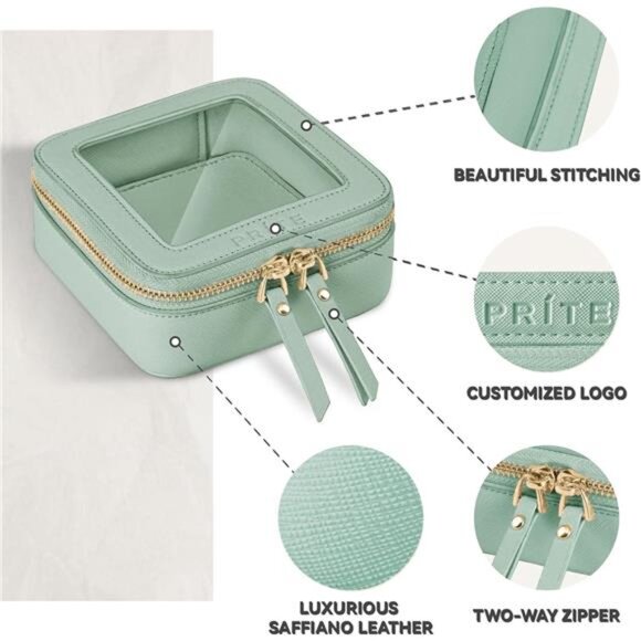 Small Makeup Bag for Women Clear Waterproof Travel Cosmetic Bag Mini Green Pouch - Picture 4 of 8